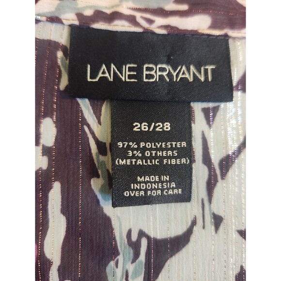 Lane Bryant Size 26/28 Purple Floral V-Neck Chiffon Long Sleeve Top w/Camisole‎ - Picture 2 of 9